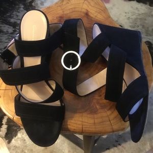Gianvito Rossi black suede Rylee ankle strap wedge sandals 40.5 10.5